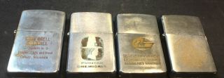 4 Vintage Zippo Lighters - 1960’s - Sawmill Chemicals Industrial Seal Of Wy