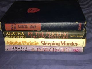 Set 4 Agatha Christie Hardbacks Sleeping Murder Crooked House Vintage 1949 W Djs