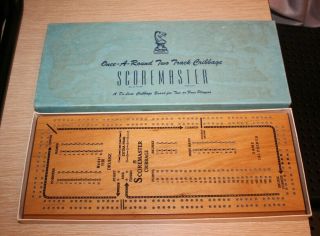 Vintage Scoremaster Cribbage Once - A - Round Two Track Game Drueke 1150 Complete