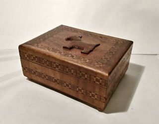 Vintage Scottie Dog Inlaid Wooden Box With Raised Carved Scotty Jewelry Trinket