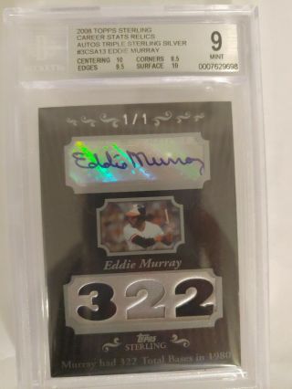2008 Topps Sterling Career Stats Relics Autos 1/1 Triple Sterling Silver Eddie.