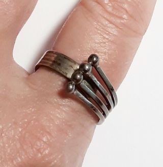 Vintage Modernist Sterling Silver Signed Israel Ring Adjustable Size 9.  5