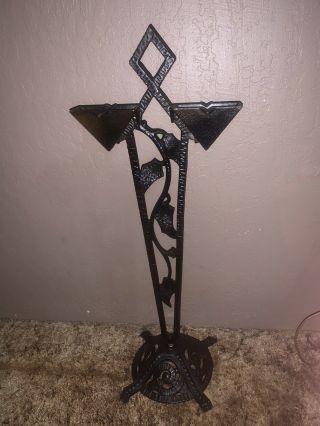 Art Deco Cast Iron Floor Ashtray 24 Inches Tall Smoke Stand