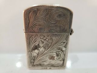 Vintage Italy Hand Made 800 Sterling Silver Floral Design & Zippo Insert Lighter