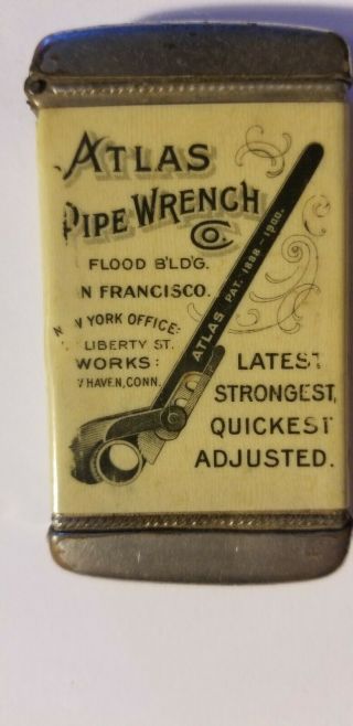 Match Safe Celluloid Atlas Pipe Wrench