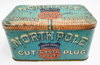 Antique North Pole Cut Plug Smoking Tobacco Tin,  United States Tobacco Co. ,  Va