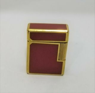 Vintage Dupont Lighter Red Chinese Lacquer With Firm - Box