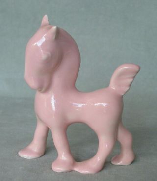 Vintage Art Deco Pottery Miniature Figurine - Trojan Horse Pink Glaze