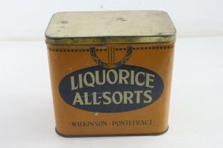 Vintage Liquorice All Sorts Wilkinsons Tin Can Candy Advertising Kitchen