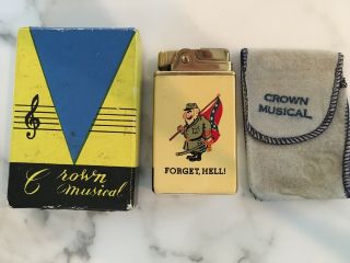 Crown Musical Dixie Lighter - Forget Hell Rebel - Rebel Confederate Soldier Zippo