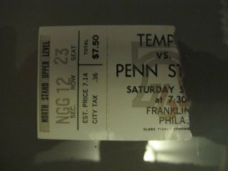 Temple Vs.  Penn State Football 1975 Vintage Ticket Stub - 9/6/75 Franklin Field