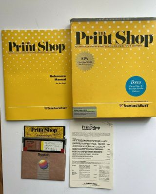 Vintage Broderbund Print Shop Handbook/software Bundle Atari 400/800 48k Floppy