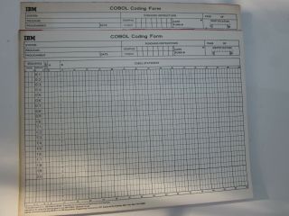 Blank Ibm Cobol Coding Forms From The 1960 