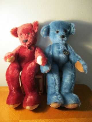 Two Knickerbocker Bears - One Red And One Blue.