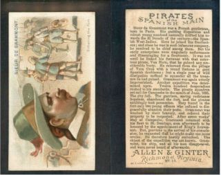 1888 N19 Allen & Ginter Pirates Of The Spanish Main Sieur De Grammont 