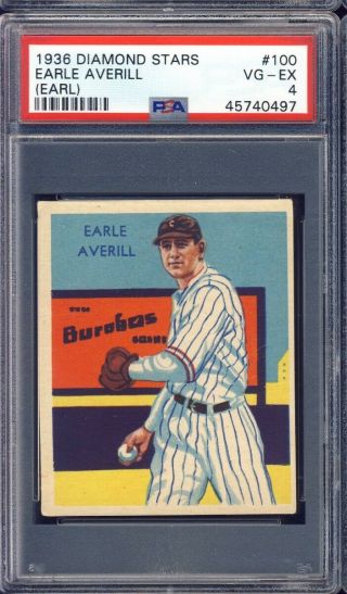 1934 - 36 Diamond Stars Baseball 100 Earl Averill Psa 4