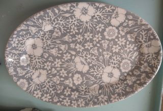 Rare 1954 Vintage Wallace China Grey And White Festival Oval Plate