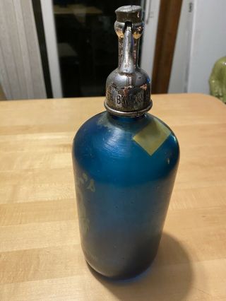 Petkers Vintage Blue Seltzer Bottle Brooklyn NY 2