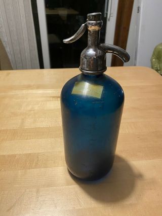 Petkers Vintage Blue Seltzer Bottle Brooklyn NY 3