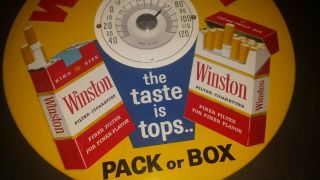 Vintage Winston Cigarettes Advertising Gas Station Metal Thermometer Sign 3