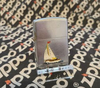 Vintage Zippo Lighter Pat 2517191 Pat.  Pend.  Town And Country Sloop Sailboat
