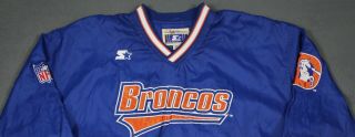 Denver Broncos Vintage 90 ' s Starter NFL Pullover Windbreaker Jacket Blue XL 2