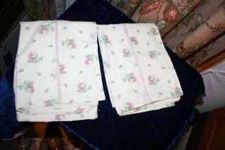 2 Vintage Laura Ashley Cottage Rose Pink Floral Pillowcases Set Usa 100 Cotton
