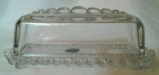 Vintage Imperial Candlewick Clear Glass Covered Butter Dish W/label