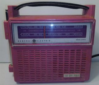 Vintage Ge Two Way Power Am - Fm Radio Pink Rare Model 7 - 2810p