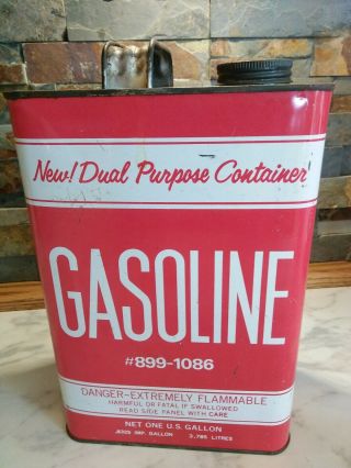 Vintage Gas Gasoline Tin Can Dual Purpose Help Oil Transportation Garage Décor
