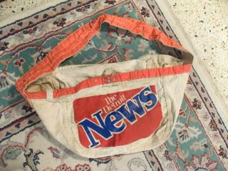 Vintage The Detroit News Canvas Paper Delivery Bag W/ Soil & Ware