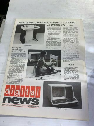 1975 Dec Digital News Pdp - 8 Pdp - 11 Vt52 Terminal,  Bi - Polar Memory Fortran
