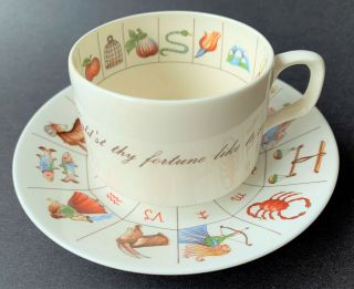 Royal Kendal Vintage Taltos Fortune Teller Zodiac Tea Leaf Reading Cup & Saucer