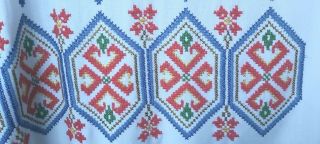 Vintage White Hand Embroidered Cross Stitched Apron