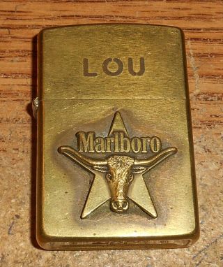 1991 Zippo Marlboro Star And Steer Full Size Brass Advertising Lighter/rare