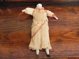 Antique Victorian Ceramic Doll Hand Made Clothing Doll Collectible Child 