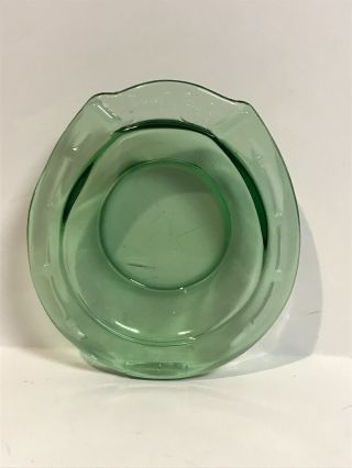 Vintage Green Depression Glass Good Luck Horse Shoe Ashtray Coin Trinket Dish