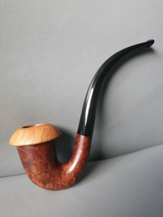 Stunning Hs Studio Calabash Style Briar Pipe With Olive Wood Rim (7.  25 " Long)