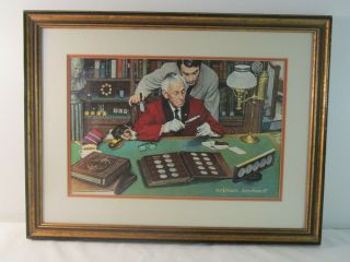 Norman Rockwell The Coin Collector Framed And Matted Print Vintage