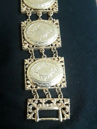 Vintage Gold Tone Filigree Locket Bracelet Designer Signed ART 2