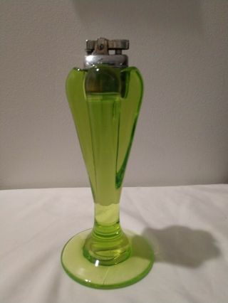 Vintage Viking Glass Green Table Lighter - Fortune Insert