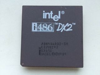 Intel A80486dx2 - 50,  Sx641,  Intel 486 Dx2 - 50,  Vintage Cpu,  Gold,