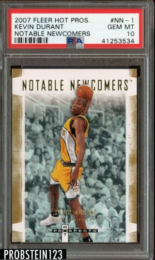 2007 - 08 Fleer Hot Prospects Notable Newcomers Kevin Durant Rc Rookie Psa 10