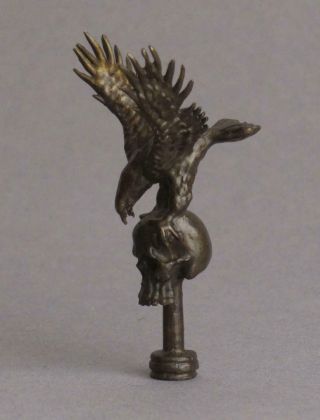 Vintage Pipe Tamper Death Head Skull With Eagle Bronze/brass Trench Art Signed
