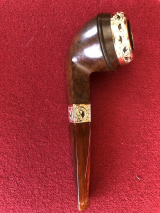 Rare Vintage/Antique French Briar Smoking Pipe With 14k Gold Trim 2