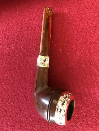 Rare Vintage/Antique French Briar Smoking Pipe With 14k Gold Trim 3