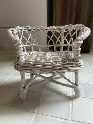 Vintage Wicker Rattan Chair Loveseat Doll Plant Stand Boho Decor - Unusual Size