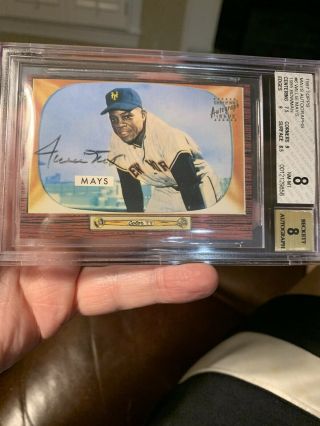 1997 Topps Mays Autograph 6 Willie Mays 1955 Bowman Bgs 8 Autograph 8