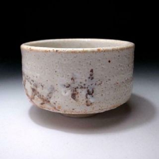 @KC8: Vintage Japanese pottery Tea Bowl of Shino Ware with Singed wooden box 3