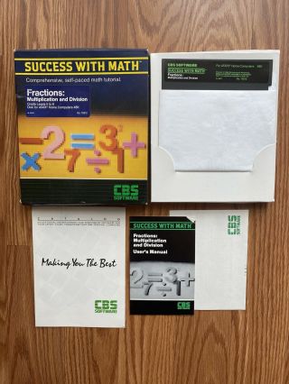 Vtg Atari Success With Math For Atari Home Computer 48k Floppy Disk Cbs Software